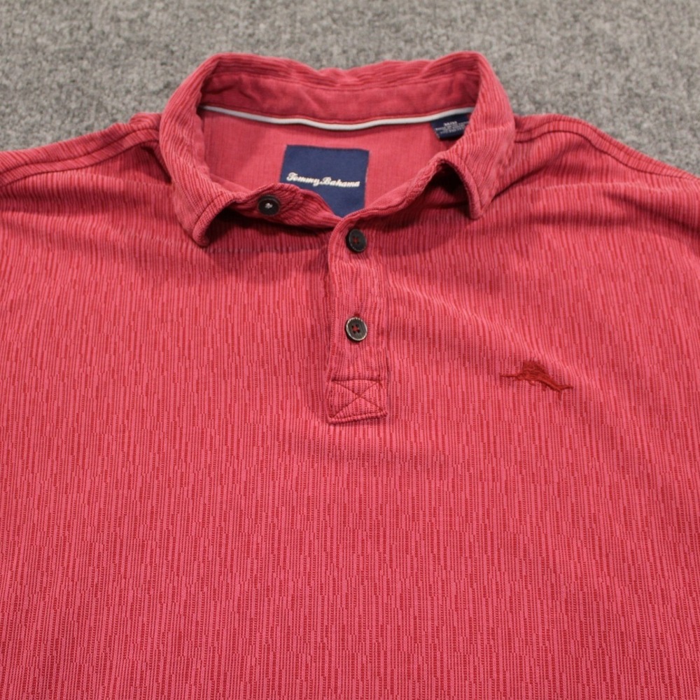 Tommy Bahama Mens Red‎ Textured Short Sleeve Polo Shirt Modal Blend Size Medium